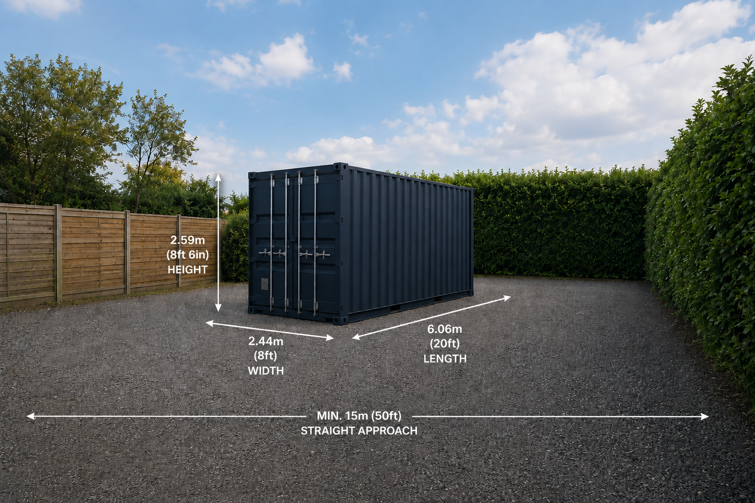 container delivery site with Cubus Containers